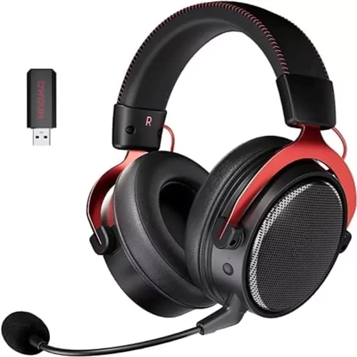 Wireless Gaming Headset,2.4GHz & Bluetooth 5.3 Technology with Noise-Canceling Microphone, Stereo Sound, Compatible with PC, PS5, PS4, Mac, Nintendo Switch, 3.5mm Wired Mode for Xbox Series -RED