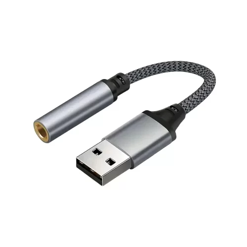 USB Sound Card USB Audio Female Adapter USB to 3.5mm Jack Audio Adapter for Windows, Mac, PC, Laptop, PS4, Desktop, Connect Headphones Microphone 2-in-1 Adapter