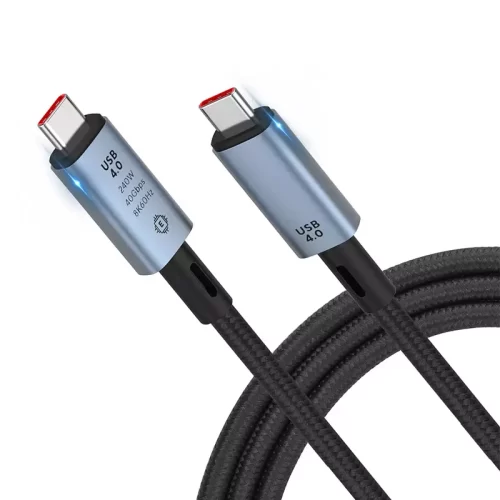 Full-Featured USB C Cable for Video, Data and 240W Fast Charging, 40Gbps Super Speed USB4.0 Cord and 8K 60Hz Monitor Link, Compatible with All Thunderbolt 3 and 4 – Silver/Black