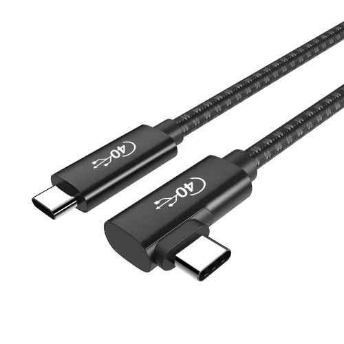 Braided 8K 20V 5A PD100W USB4.0 Certified Gen3 Fast Charging Cable USB C to angle 90 degreeUSB C 40Gbps Coaxial Data Cable