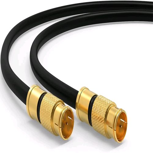 RG6 Coaxial Cable Connectors Set – High-Speed Internet, Broadband and Digital TV Aerial, Satellite Cable Extension – Weather-Sealed Double Rubber O-Ring and Compression Connectors Black