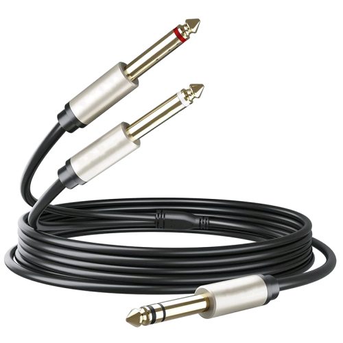 1/4 inch TRS Cable Copper Shell 6.35mm Dual 6.35mm TS Male Stereo Y Splitter Insert Cable Gold Plated Mono Breakout Audio Cord